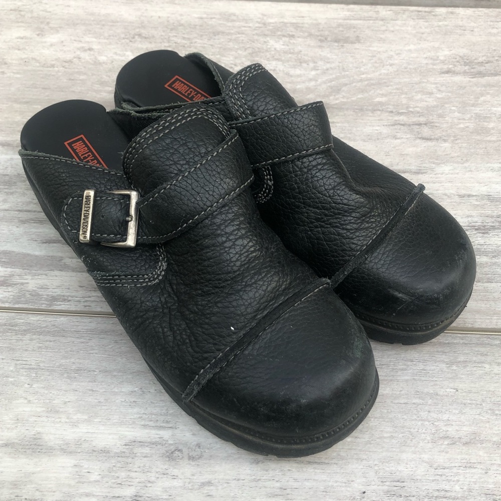 HARLEY-DAVIDSON black slip on clogs